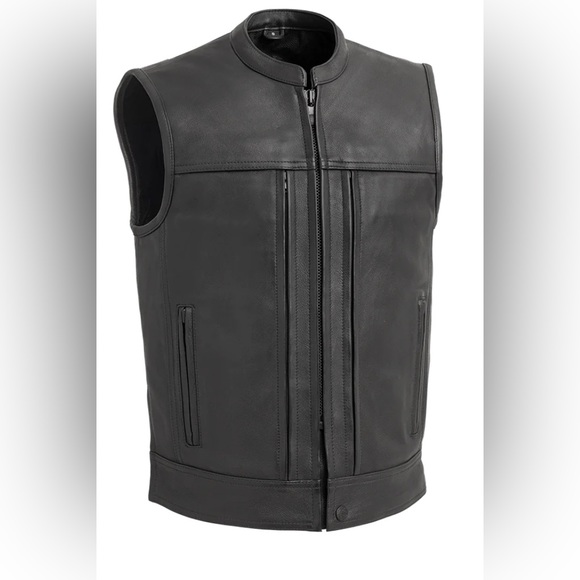 First Classics Rampage Men's Motorcycle Leather Vest - Picture 1 of 8